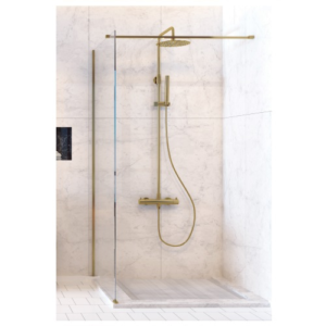 Wetroom Panel (8mm Glass, 2000mm Height) – Brushed Gold