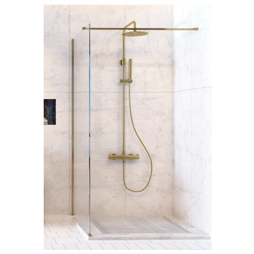 Wetroom Panel (8mm Glass, 2000mm Height) – Brushed Gold