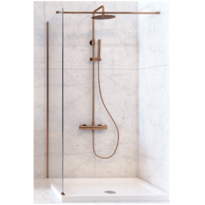 Wetroom Panel (8mm Glass, 2000mm Height) – Brushed Rose Gold