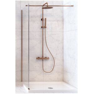 Wetroom Panel (8mm Glass, 2000mm Height) – Brushed Rose Gold