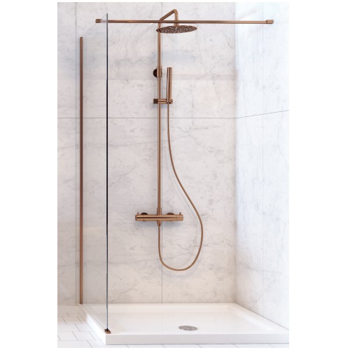 Wetroom Panel (8mm Glass, 2000mm Height) – Brushed Rose Gold