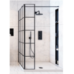 Wetroom Panel (8mm Glass, 2000mm Height) – Matt Black Rubik