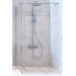 Wetroom Panel (8mm Glass, 2000mm Height) – Brushed Nickel