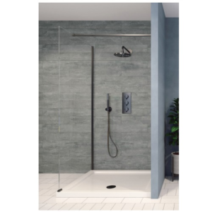 Wetroom Panel (8mm Glass, 2000mm Height) – Matt Black