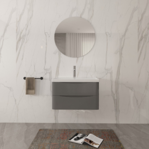 Isla Anthracite (800mm): Wall Hung Vanity Unit with Deep Ceramic Basin