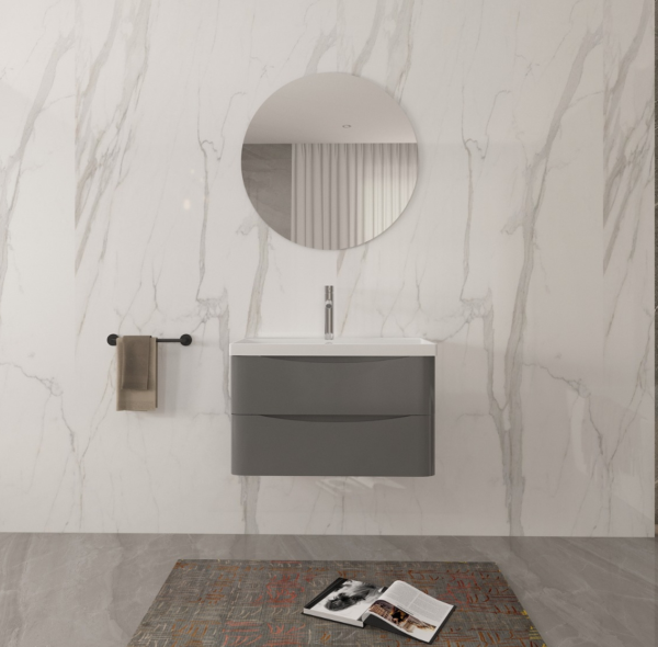 Isla Anthracite (800mm): Wall Hung Vanity Unit with Deep Ceramic Basin
