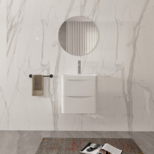 Isla Glossy White (500mm): Wall Hung Vanity Unit with Deep Ceramic Basin