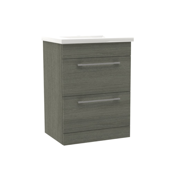 Radiance (600mm-2 Door) Floor Standing Vanity Unit – Grey Ash