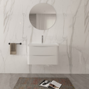 Isla Glossy White (800mm): Wall Hung Vanity Unit with Deep Ceramic Basin