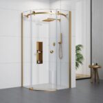 800 Quadrant Shower Door (8mm Glass) – Brushed Gold
