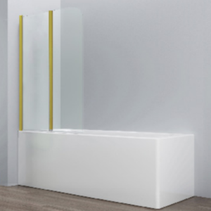 Bath Screen (Double Folding, 6mm Glass) – Brushed Gold