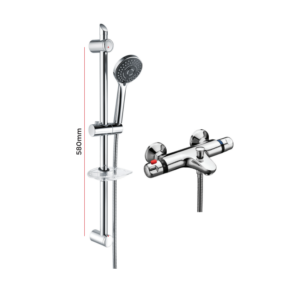 Round Thermostatic Exposed Bath Shower Mixer with Slide Rail Kit
