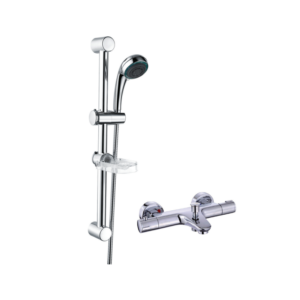 Round Thermostatic Bath Shower Mixer & Slide Rail Kit