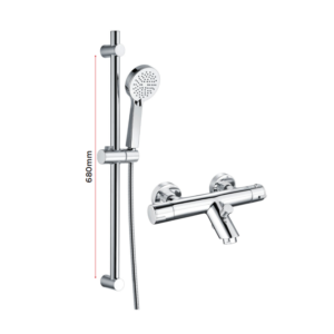 Round Thermostatic Luxury Bath Shower Mixer & Slide Rail Kit