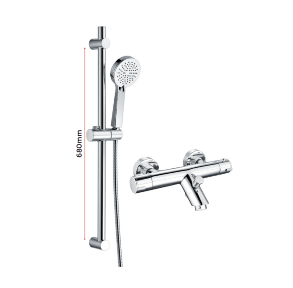 Round Thermostatic Luxury Bath Shower Mixer & Slide Rail Kit