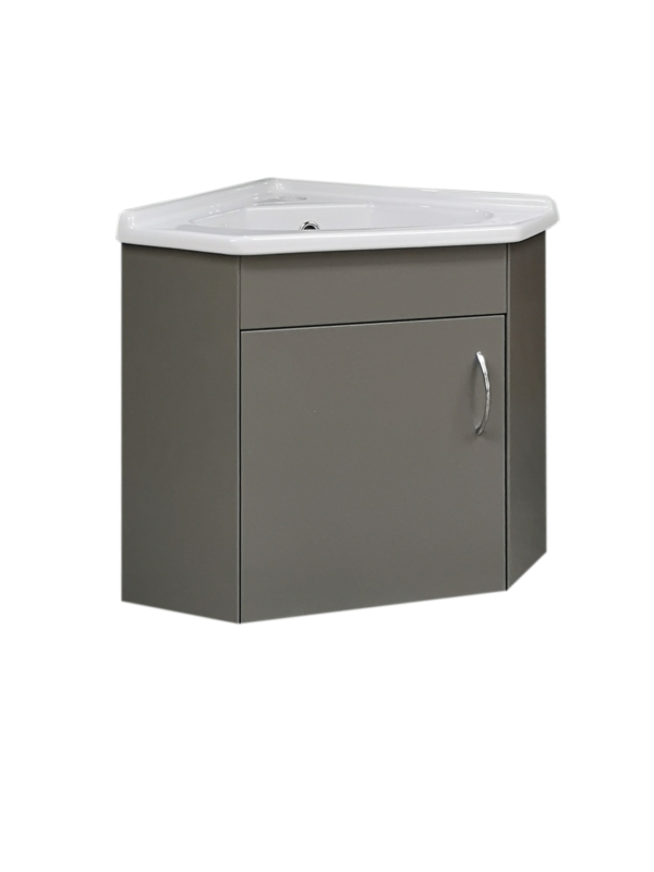 Wall Hung Corner (410mm) Vanity Unit – Matt Dark Grey