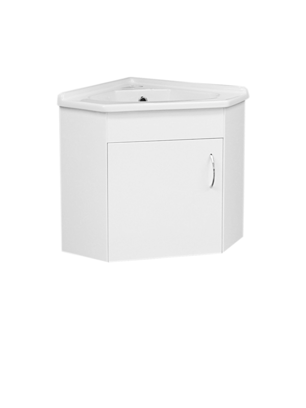 Wall Hung Corner (410mm) Vanity Unit – Gloss White