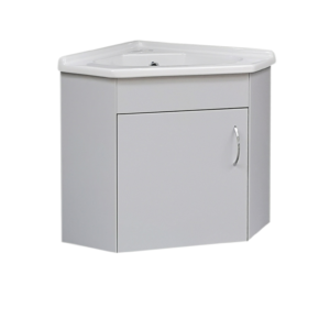 Wall Hung Corner (410mm) Vanity Unit – Matt Light Grey