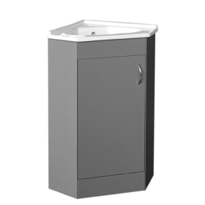 Floor Standing Corner (410mm) Vanity Unit – Matt Dark Grey
