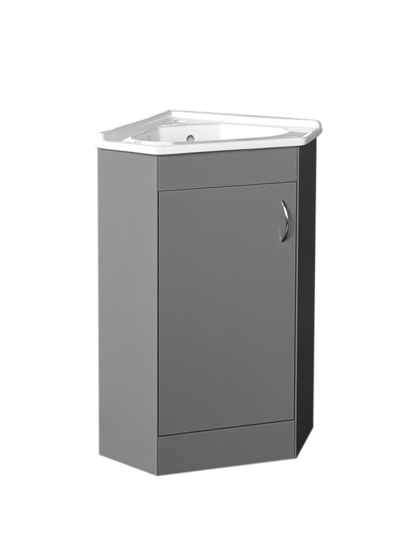 Floor Standing Corner (410mm) Vanity Unit – Matt Dark Grey