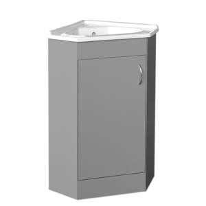Floor Standing Corner (410mm) Vanity Unit – Matt Light Grey