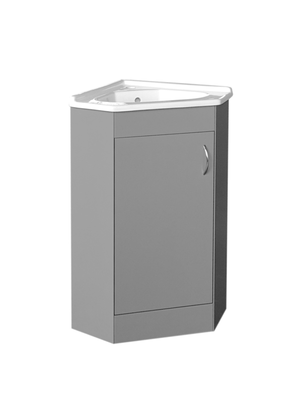 Floor Standing Corner (410mm) Vanity Unit – Matt Light Grey