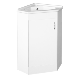 Floor Standing Corner (410mm) Vanity Unit – Gloss White