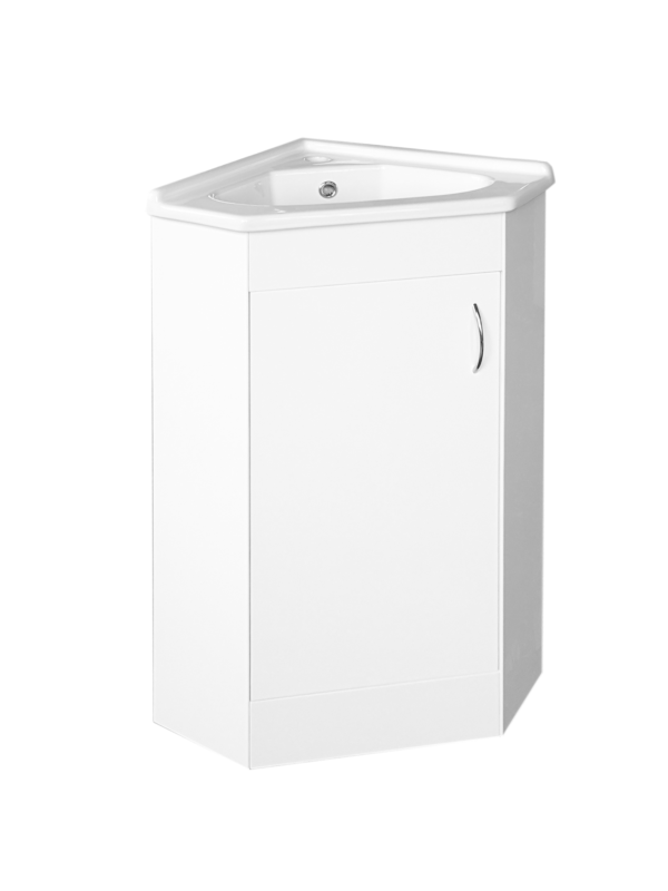 Floor Standing Corner (410mm) Vanity Unit – Gloss White