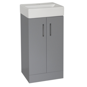Flair (420mm-2 Door) Floor Standing Vanity Unit – Matt Light Grey