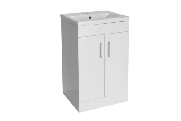 Flair (500mm-2 Door) Floor Standing Vanity Unit – Glossy White