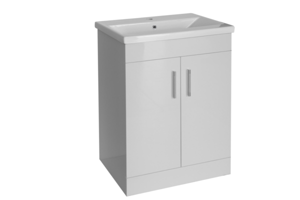 Flair (600mm-2 Door) Floor Standing Vanity Unit – Glossy White
