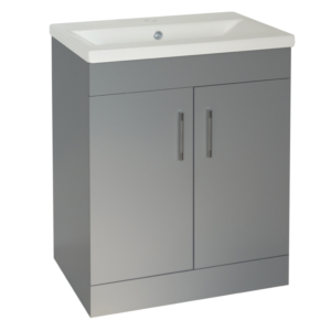 Flair (600mm-2 Door) Floor Standing Vanity Unit – Matt Light Grey