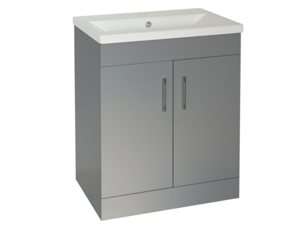 Flair (600mm-2 Door) Floor Standing Vanity Unit – Matt Light Grey