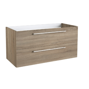 Radiance (1000mm-2 Drawer) Wall Hung Vanity Unit – Grey Oak