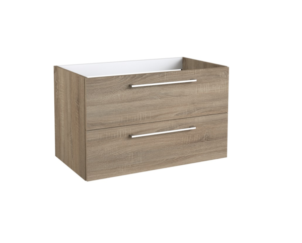 Radiance (800mm-2 Drawer) Wall Hung Vanity Unit – Grey Oak