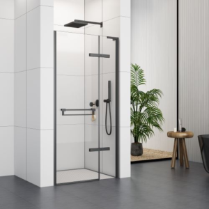 900 Hinged Door with Extension Profiles (8mm Glass) – Matt Black