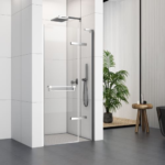 1000 Hinged Door with Extension Profiles (8mm Glass) – Chrome