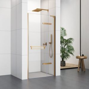700 Hinged Door with Extension Profiles (8mm Glass) – Brushed Gold