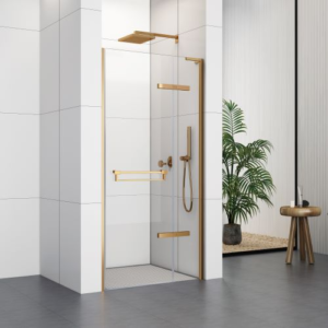 760 Hinged Door with Extension Profiles (8mm Glass) – Brushed Gold