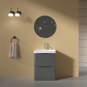 Isla Anthracite (600mm): Floor Standing Vanity Unit with Deep Ceramic Basin