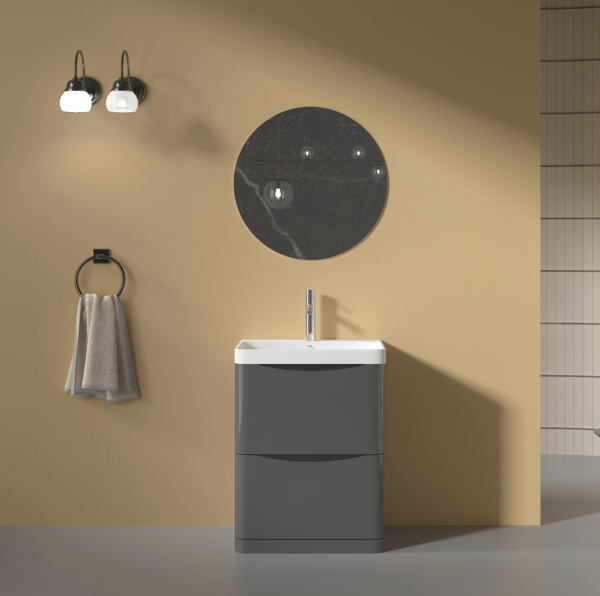 Isla Anthracite (600mm): Floor Standing Vanity Unit with Deep Ceramic Basin