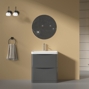 Isla Anthracite (800mm): Floor Standing Vanity Unit with Deep Ceramic Basin