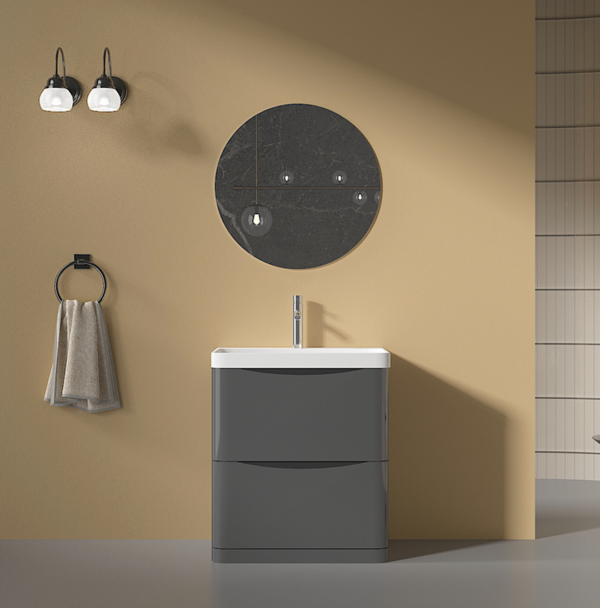 Isla Anthracite (800mm): Floor Standing Vanity Unit with Deep Ceramic Basin