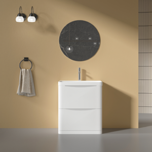 Isla Glossy White (800mm): Floor Standing Vanity Unit with Deep Ceramic Basin