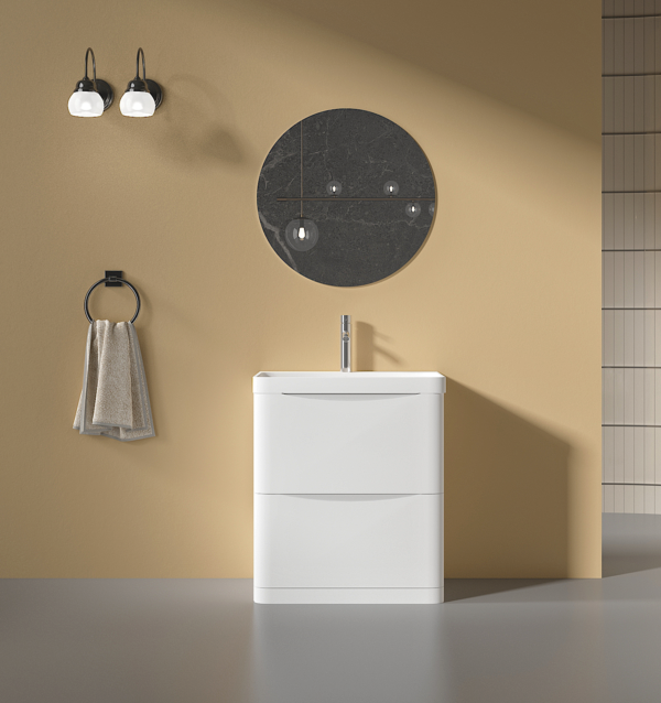 Isla Glossy White (800mm): Floor Standing Vanity Unit with Deep Ceramic Basin
