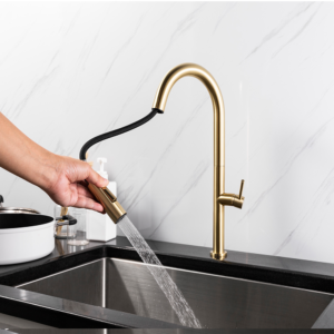 Grace Single Lever Kitchen Mixer (Brushed Gold)