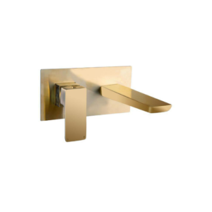 Messina (Single Lever) – Wall Mounted Basin Mixer with Spout – Brushed Gold