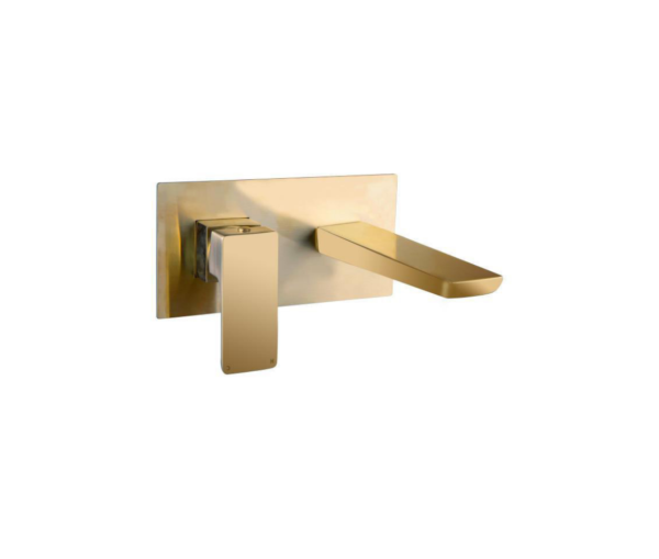 Messina (Single Lever) – Wall Mounted Basin Mixer with Spout – Brushed Gold