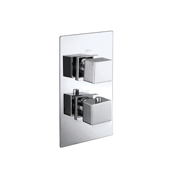 Vertical Thermostatic (2 Outlet, Square) Concealed Shower Valve – 2 Handles