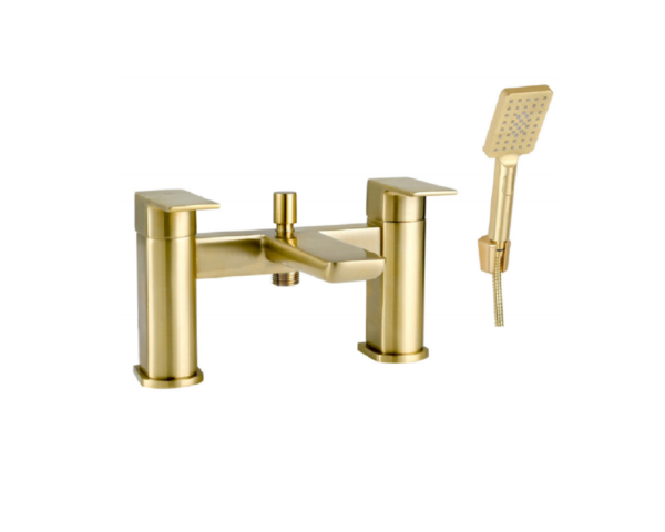 Messina (Dual Lever) Bath Shower Mixer with Kit – Brushed Gold